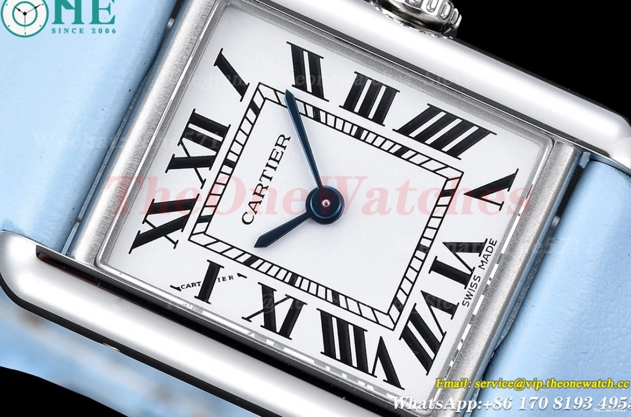 Quartz Leather White Strap LE Blue dial SS Small On Tank K11F Must 0330